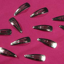 Silver Metal Snap Hair Clips
