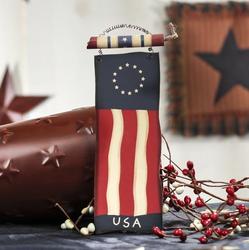 Americana Wood Flag with Firecracker