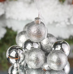 Mini Silver Christmas Ball Ornaments
