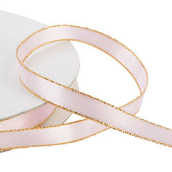 Pink with Gold Edge Satin Ribbon