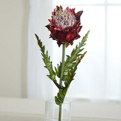 Burgundy Glittered Artificial Thistle Stem