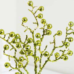 Green Glittered Artificial Berry Spray