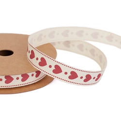 Red Hearts Printed Cotton Ribbon