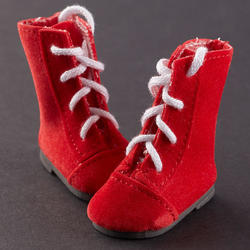 Monique Red Suede Laced-Up Doll Boots