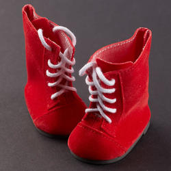 Monique Red Suede Laced-Up Doll Boots