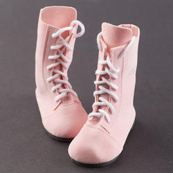 Monique Pink Suede Laced-Up Doll Boots