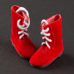 Monique Red Suede Laced-Up Doll Boots