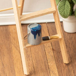 Miniature Blue Paint Can and Brush