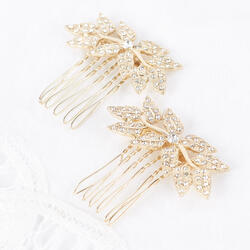 David Tutera Gold Crystal Rhinestones Hair Combs