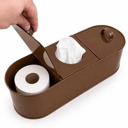 Brown Metal Tissues and Toilet Paper Holder